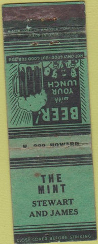 Matchbook Cover - The Mint NO TOWN WORN
