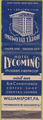 Matchbook Cover - Hotel Lycoming Williamsport PA