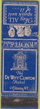 Matchbook Cover - DeWitt Clinton Hotel Albany NY WORN