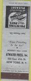 Matchbook Cover - Atwater Press Inc New York City