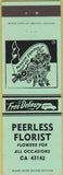 Matchbook Cover - Peerless Florist flowers NO TOWN