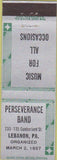 Matchbook Cover - Perseverance Band Lebanon PA