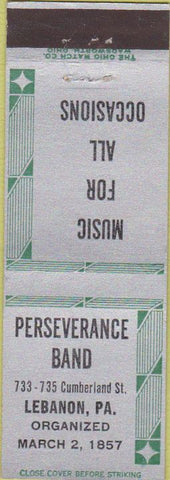 Matchbook Cover - Perseverance Band Lebanon PA