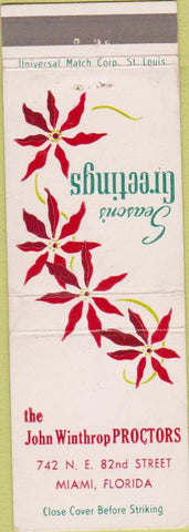 Matchbook Cover - John Winthrop Proctors Miami FL