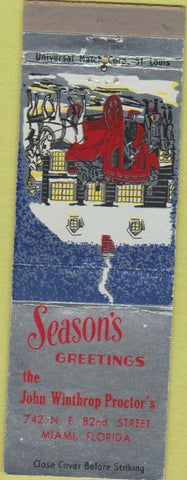 Matchbook Cover - John Winthrop Proctors Miami FL Christmas