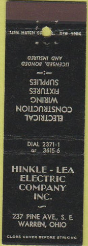 Matchbook Cover - Hinkle Lea Electric Co Warren OH