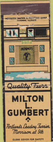 Matchbook Cover - Milton Gumbert Furs Portland Advance