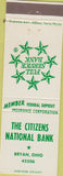 Matchbook Cover - Citizens National Bank Bryan OH