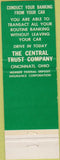 Matchbook Cover - Central Trust Co Bank Evandale Cincinnati OH