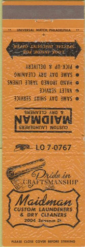 Matchbook Cover - Maidman Cleaners