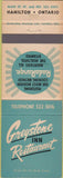 Matchbook Cover - Greystone Inn Restaurant Hamilton ON
