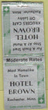 Matchbook Cover - Hotel Brown Rochester NY BOBTAIL