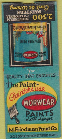Matchbook Cover - Morwear Paints M. Friedman BOBTAIL