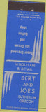 Matchbook Cover - Bert Joe's Sutherlin OR Ice Cream