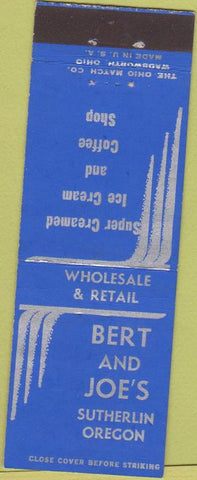 Matchbook Cover - Bert Joe's Sutherlin OR Ice Cream