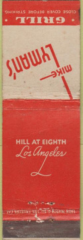 Matchbook Cover - Mike Lyman's Grill Los Angeles CA WEAR