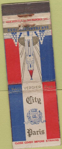 Matchbook Cover - City Paris San Francisco 1939 Deco WEAR