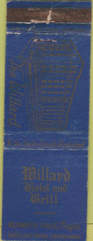 Matchbook Cover - Willard Hotel Grill Klamath Falls OR WORN