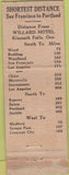 Matchbook Cover - Willard Hotel Grill Klamath Falls OR WORN