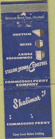 Matchbook Cover - Shalimar Commodore Perry Toledo OH WORN