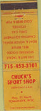 Matchbook Cover - chuck's Sport Shop Tomahawk WI WORN