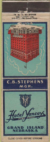 Matchbook Cover - Hotel Yancey Grand Island NE