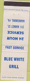 Matchbook Cover - Blue White Grill Harrisburg PA