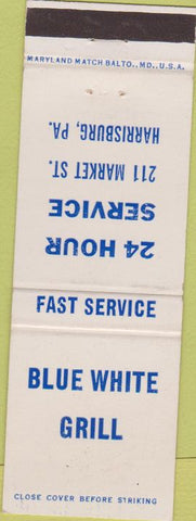 Matchbook Cover - Blue White Grill Harrisburg PA