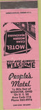 Matchbook Cover - People's Motel Wooster OH WEAR