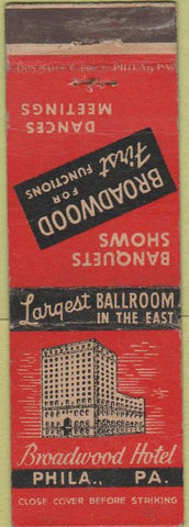 Matchbook Cover - Broadwood Hotel Philadelphia PA