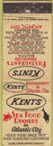 Matchbook Cover - Kents Restaurants Atlantic City NJ
