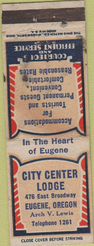 Matchbook Cover - City Center Lodge Eugene OR WEAR