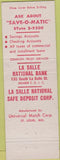 Matchbook Cover - LaSalle National Bank Chicago IL