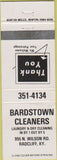 Matchbook Cover - Bardstown Cleaners Radcliff KY white