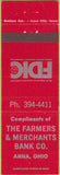 Matchbook Cover - Farmers Merchants Bank Anna OH