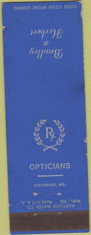 Matchbook Cover - Opticians Bradley Herbert Baltimore MD