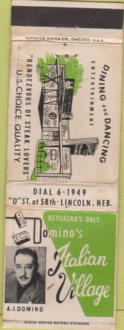 Matchbook Cover - Domino's Italian Village Lincoln NE