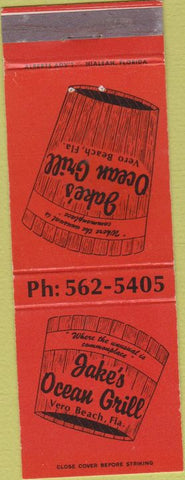 Matchbook Cover - Jake's Ocean Grill Vero Beach FL