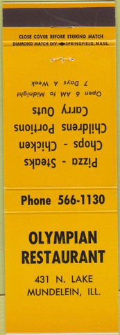Matchbook Cover - Olympian Restaurant Mundelein IL pizza