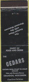 Matchbook Cover - The Cedars Crandon WI