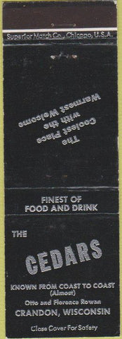 Matchbook Cover - The Cedars Crandon WI