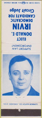 Matchbook Cover - Donald Irvin Democrat Circuit Court Judge