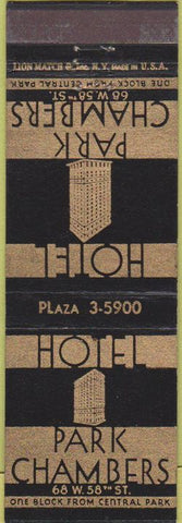 Matchbook Cover - Hotel Park Chambers New York City