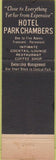 Matchbook Cover - Hotel Park Chambers New York City