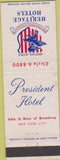 Matchbook Cover - President Hotel New York City