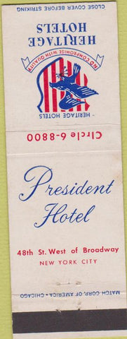Matchbook Cover - President Hotel New York City