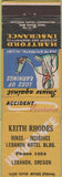 Matchbook Cover - Hartford Insurance Lebanon OR Keith Rhodes