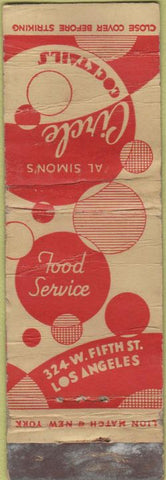 Matchbook Cover - Circle Cocktails Los Angeles CA POOR