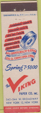 Matchbook Cover - The Viking Paper Co New York City