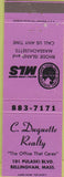 Matchbook Cover - C Duquette Realty Bellingham MA